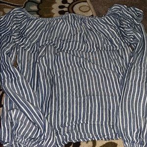 White and light blue long sleeve